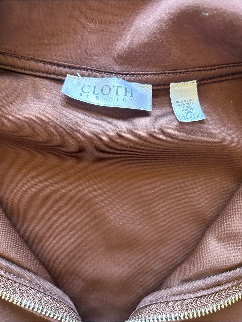 CLOTH Quarter-Zip Pullover Sweatshirt gorgeous Chocolate Brown dolman sleeve s - Picture 2 of 7